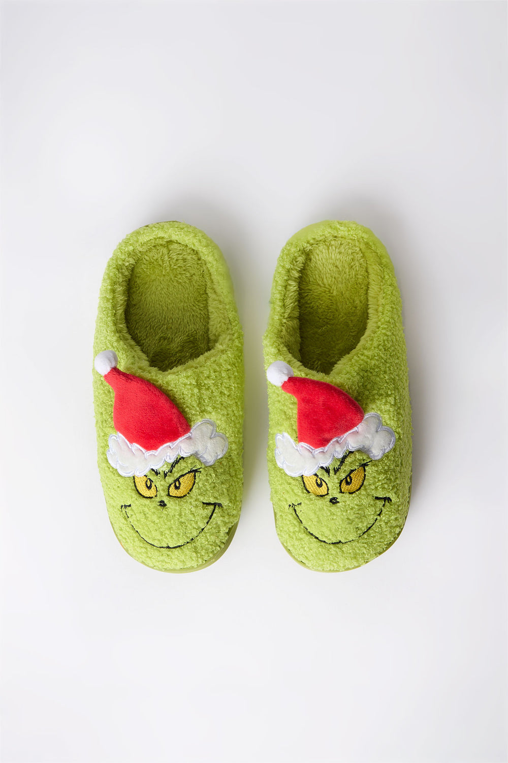 The Grinch Santa Hat Plush Slippers The Grinch Santa Hat Plush Slippers