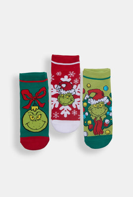 Lot de 3 chaussettes chevilles Noël The Grinch