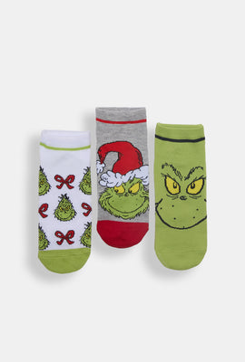 Lot de 3 chaussettes chevilles imprimées visages The Grinch