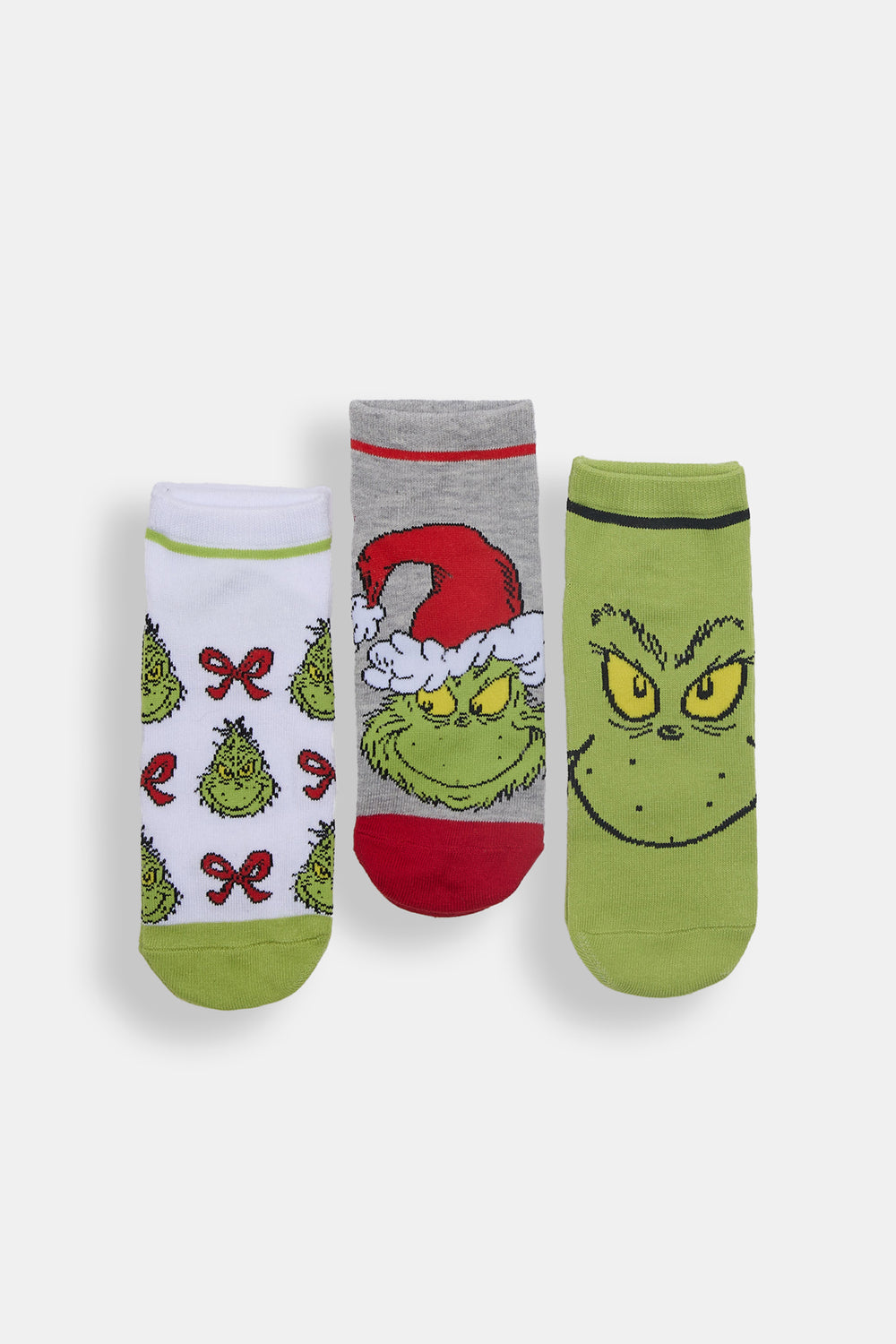 Lot de 3 chaussettes chevilles imprimées visages The Grinch Lot de 3 chaussettes chevilles imprimées visages The Grinch