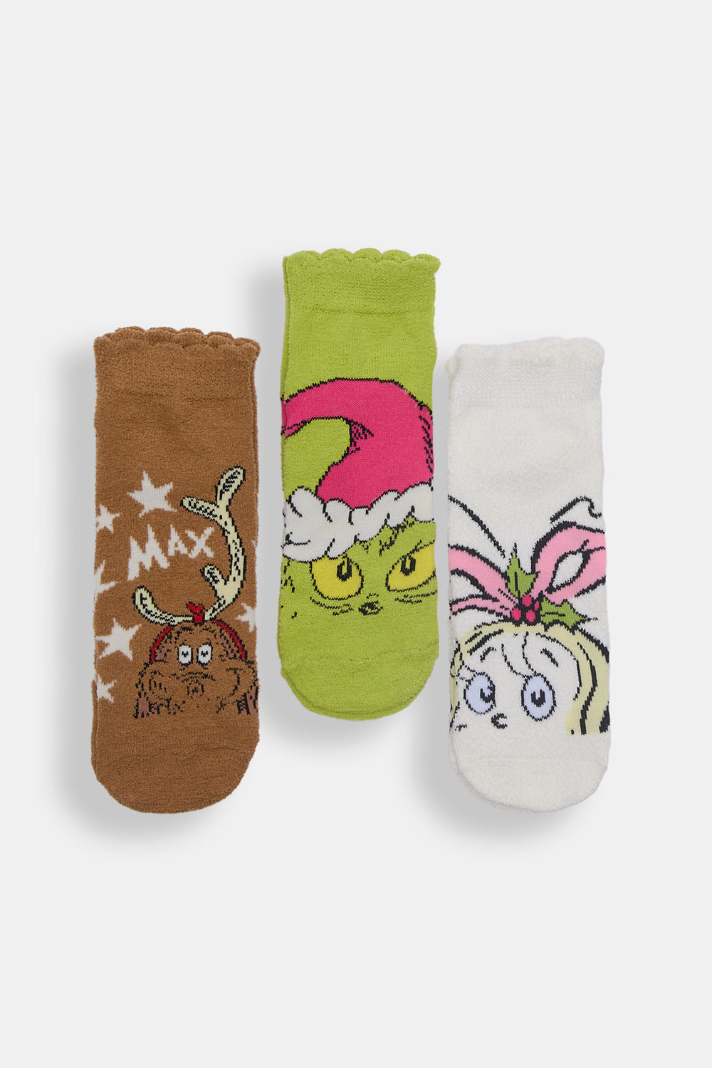 Lot de 3 chaussettes chevilles imprimées The Grinch et Max Lot de 3 chaussettes chevilles imprimées The Grinch et Max