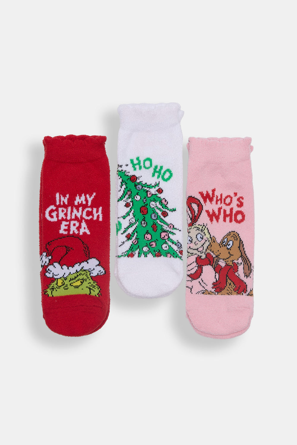 Lot de 3 chaussettes chevilles imprimées Noël The Grinch Lot de 3 chaussettes chevilles imprimées Noël The Grinch