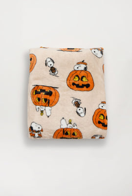 Couverture peluche imprimé citrouille Snoopy
