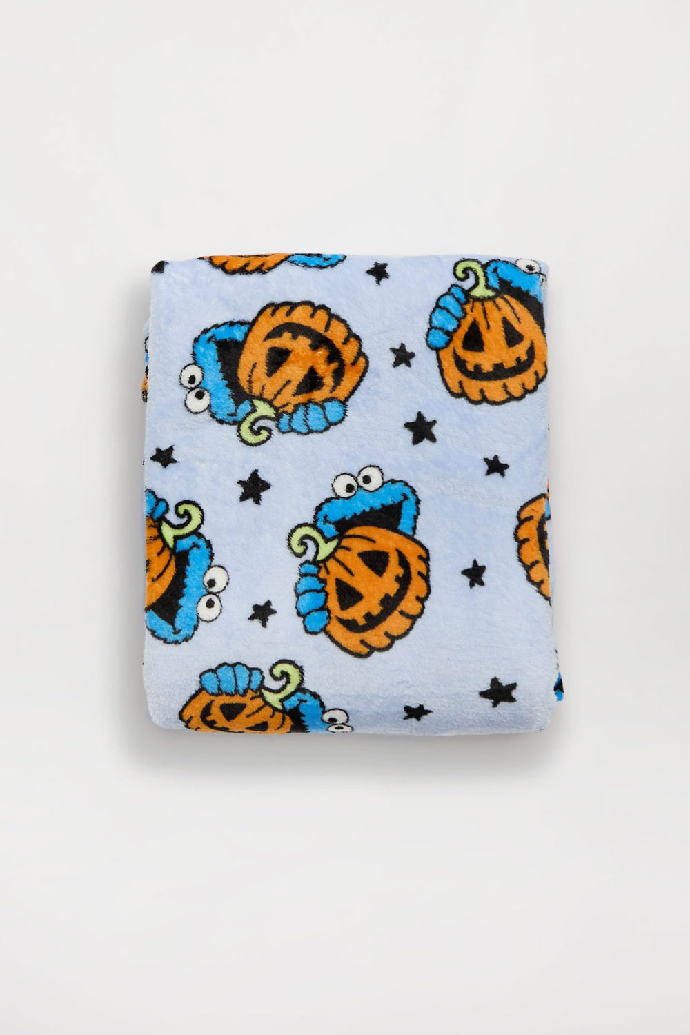 Couverture peluche imprimé citrouille Cookie Monster Couverture peluche imprimé citrouille Cookie Monster