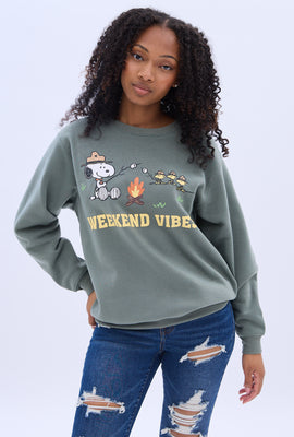 Camp Snoopy Weekend Vibes Graphic Crewneck Sweatshirt