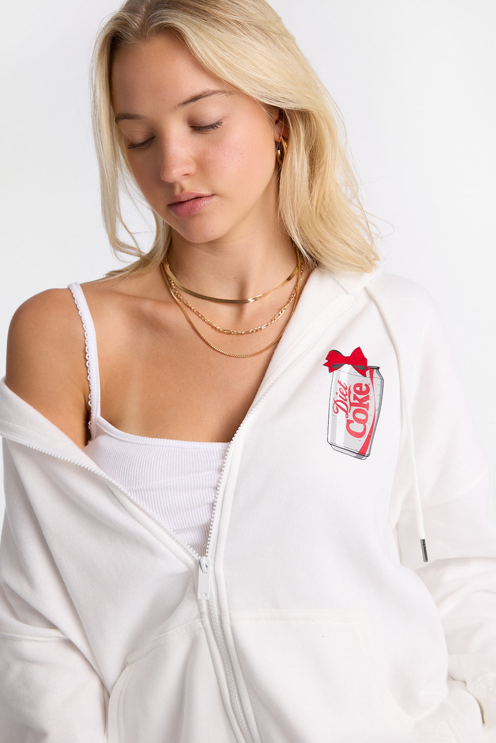 Diet Coke Graphic Oversized Zip-Up Hoodie Diet Coke Graphic Oversized Zip-Up Hoodie