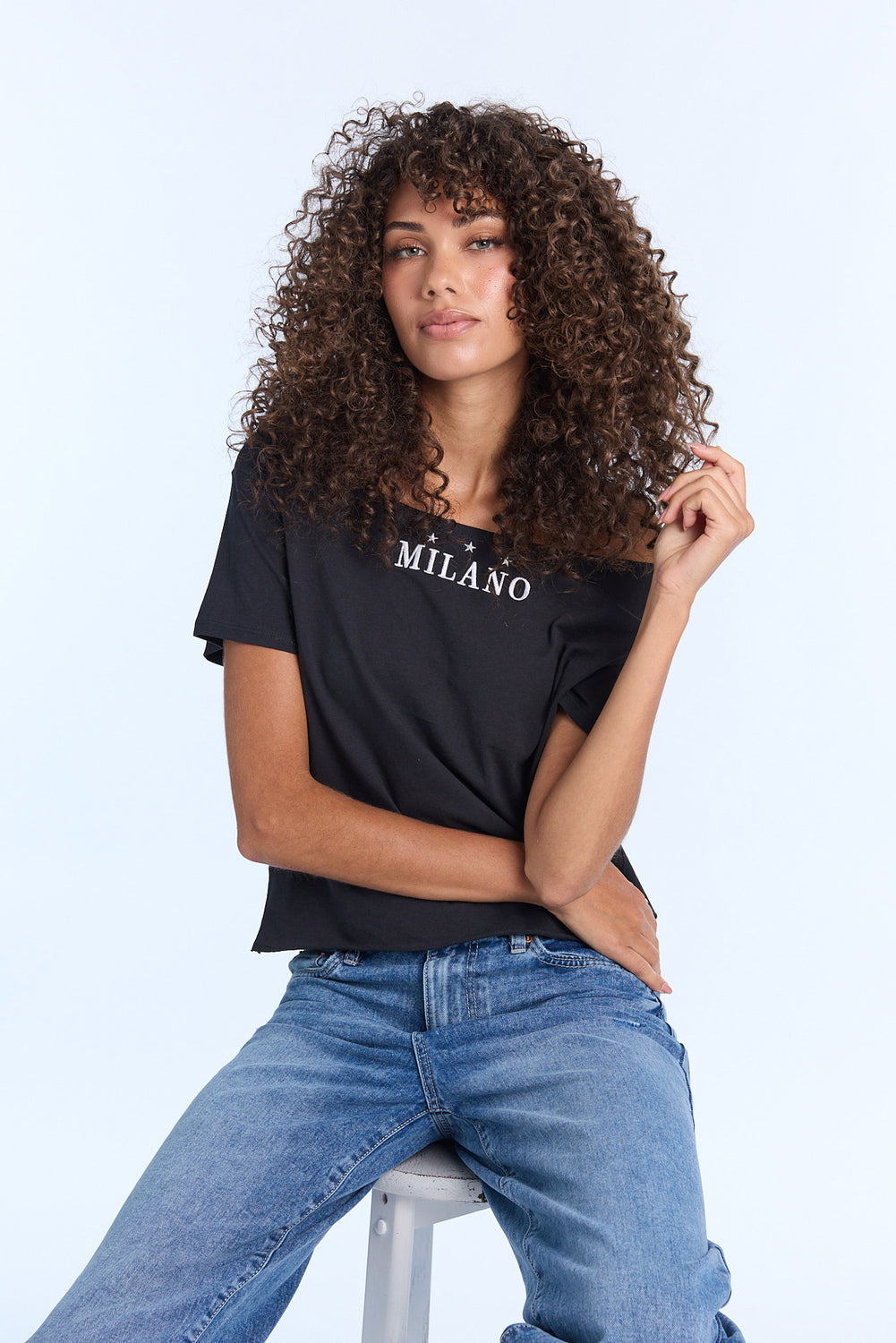 AERO Graphic Off-Shoulder Short Sleeve Tee AERO Graphic Off-Shoulder Short Sleeve Tee