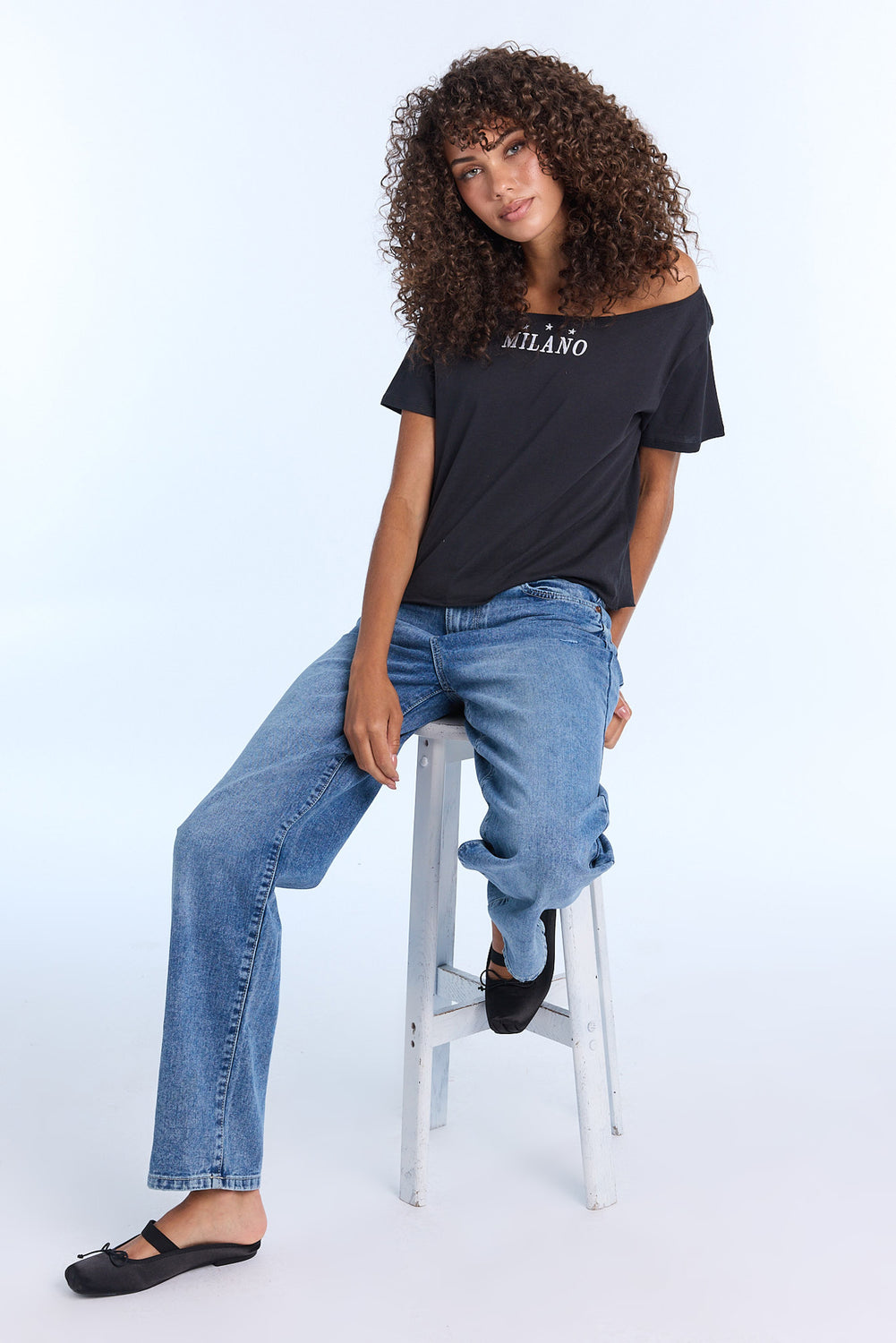 AERO Graphic Off-Shoulder Short Sleeve Tee AERO Graphic Off-Shoulder Short Sleeve Tee