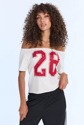 AERO Graphic Off-Shoulder Short Sleeve Tee