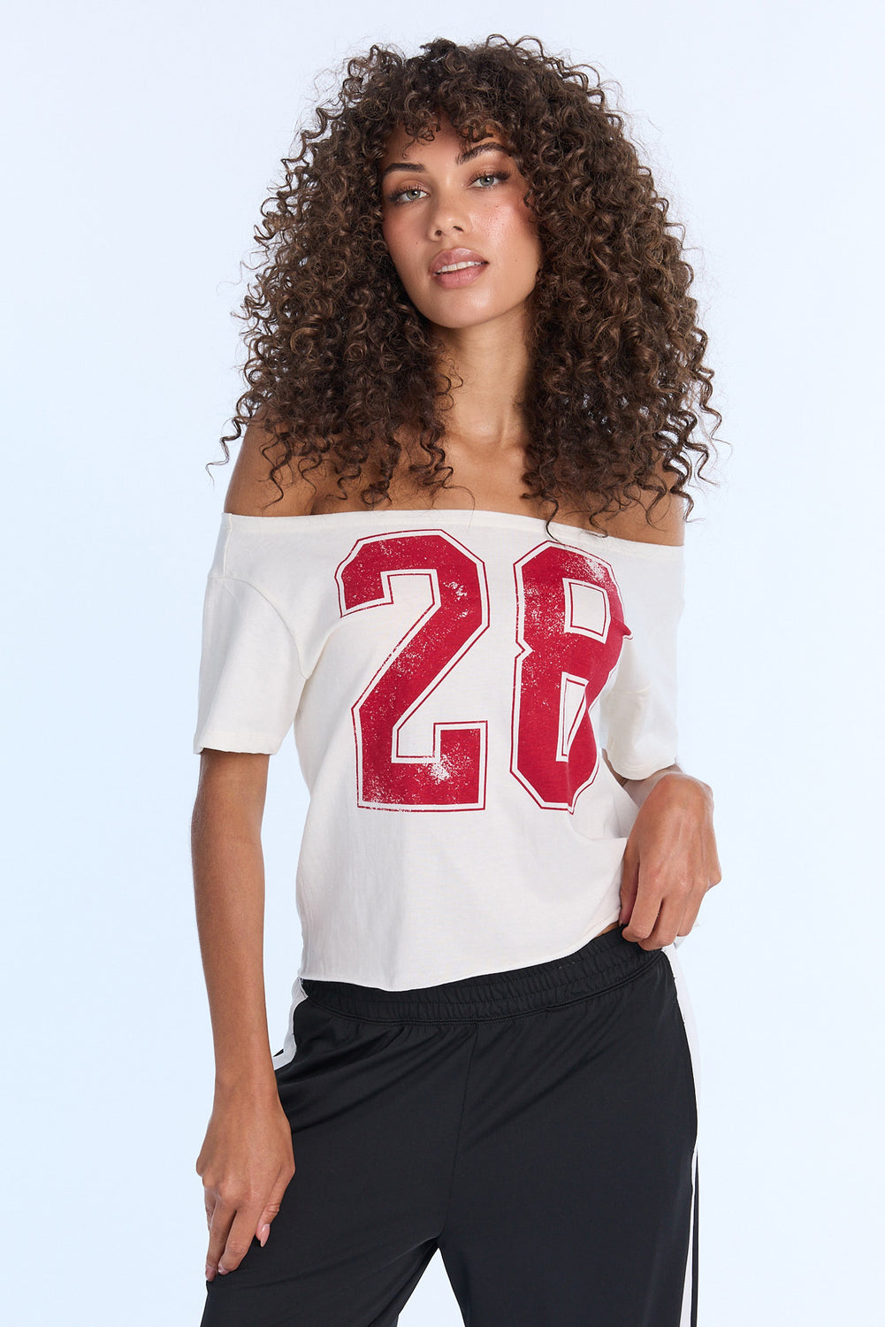 AERO Graphic Off-Shoulder Short Sleeve Tee AERO Graphic Off-Shoulder Short Sleeve Tee