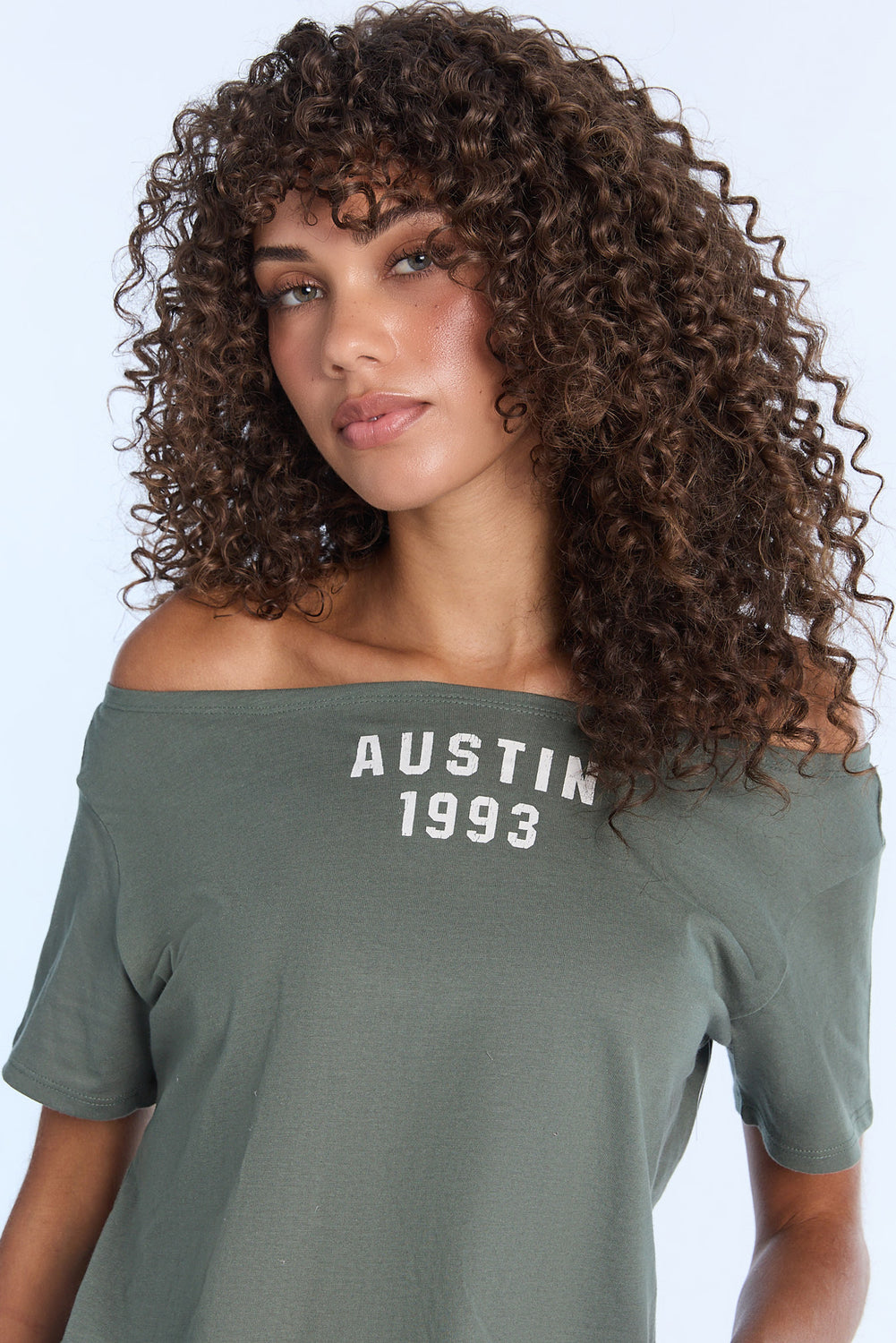 AERO Graphic Off-Shoulder Short Sleeve Tee AERO Graphic Off-Shoulder Short Sleeve Tee
