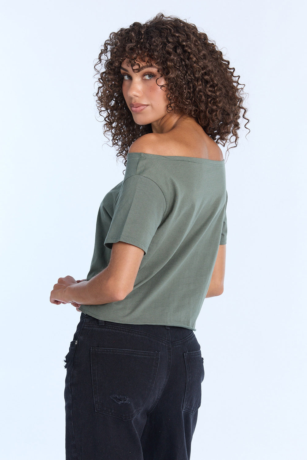 AERO Graphic Off-Shoulder Short Sleeve Tee AERO Graphic Off-Shoulder Short Sleeve Tee