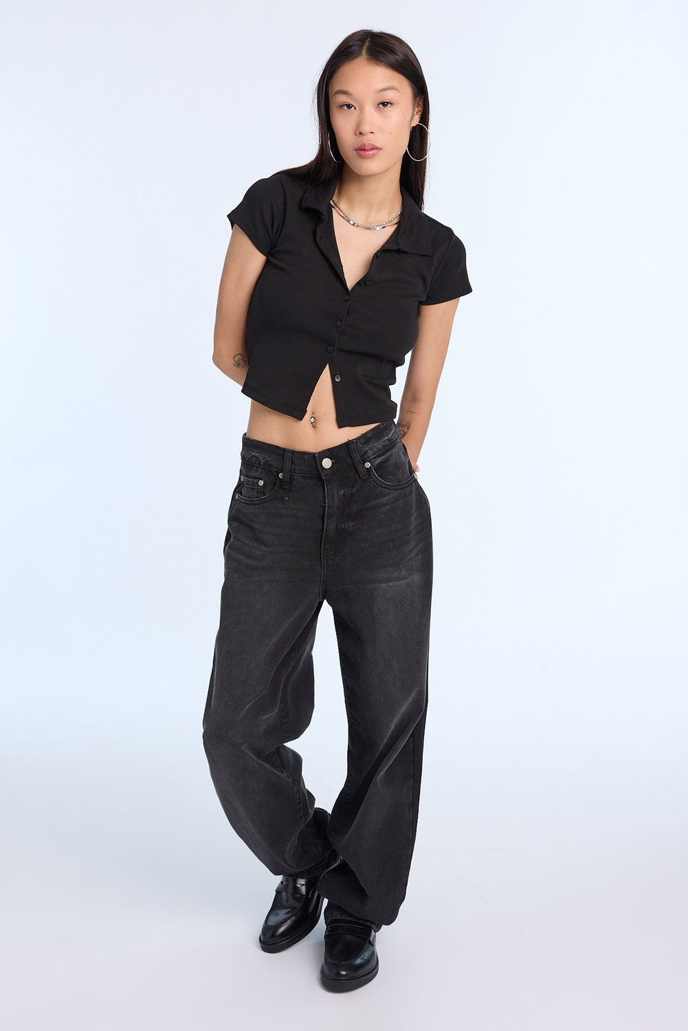 AERO Slim Button-Front Collared Polo AERO Slim Button-Front Collared Polo