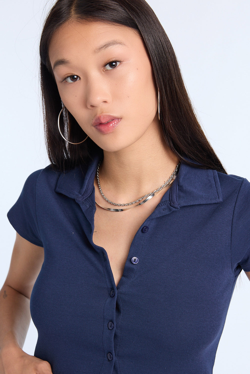 AERO Slim Button-Front Collared Polo AERO Slim Button-Front Collared Polo