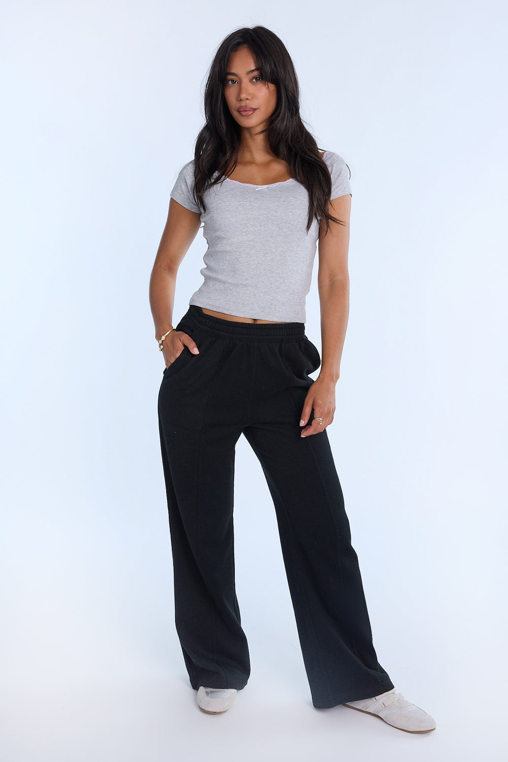 AERO Lace Trim Off-Shoulder Tee AERO Lace Trim Off-Shoulder Tee