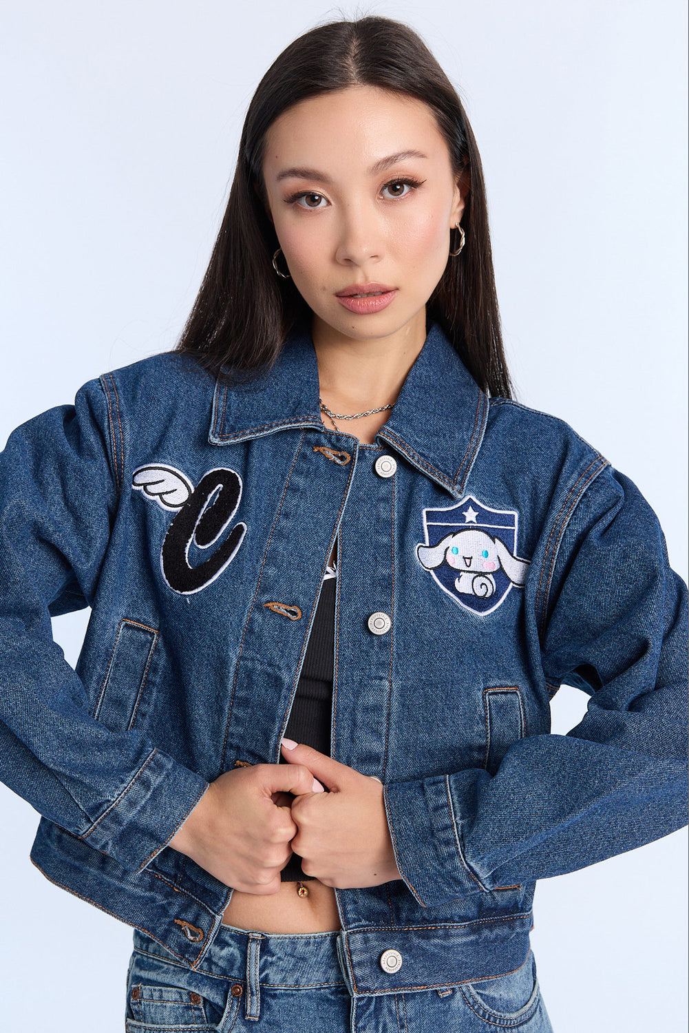 Cinnamoroll Embroidered Denim Jacket Cinnamoroll Embroidered Denim Jacket