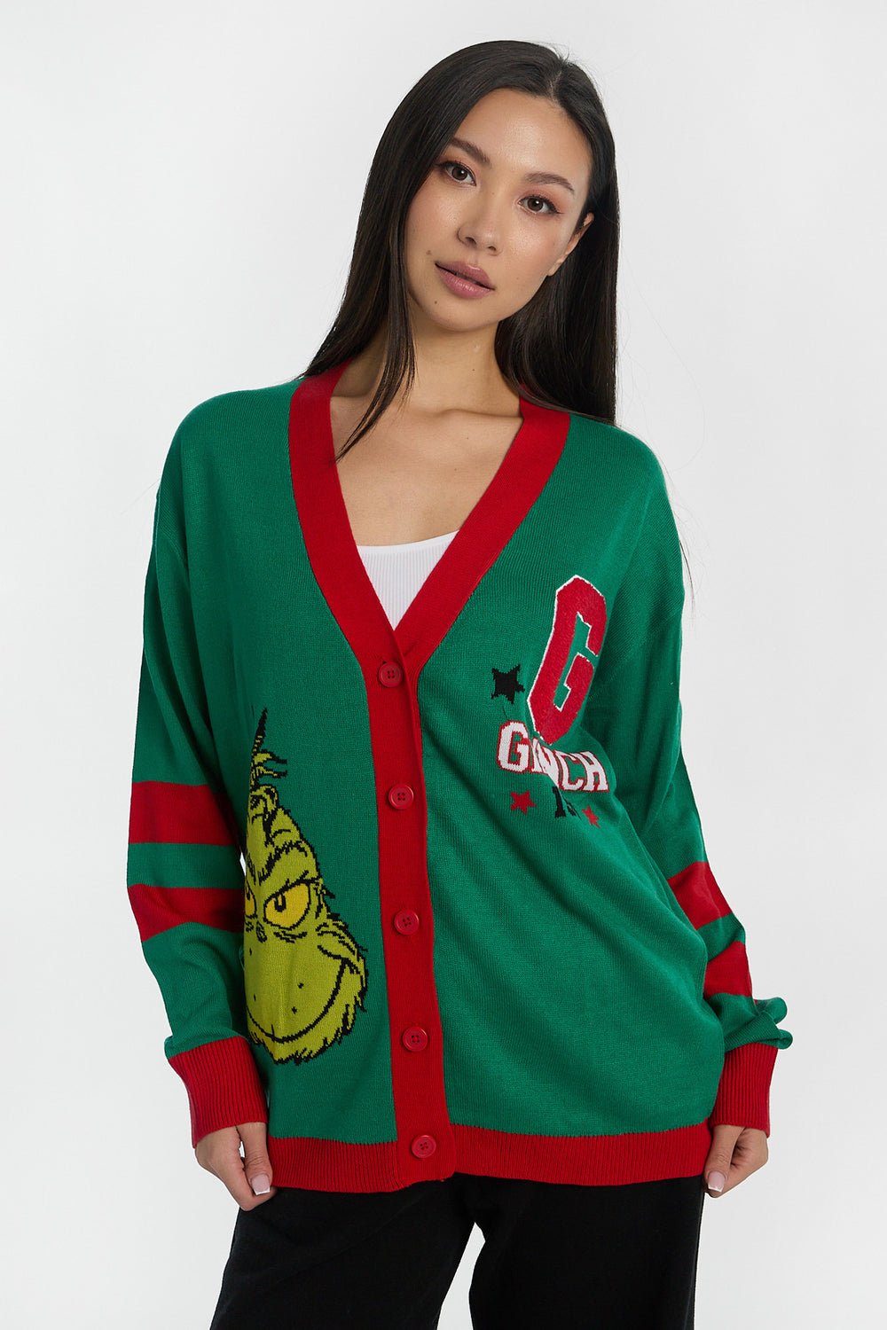 Cardigan style universitaire à boutons The Grinch Cardigan style universitaire à boutons The Grinch