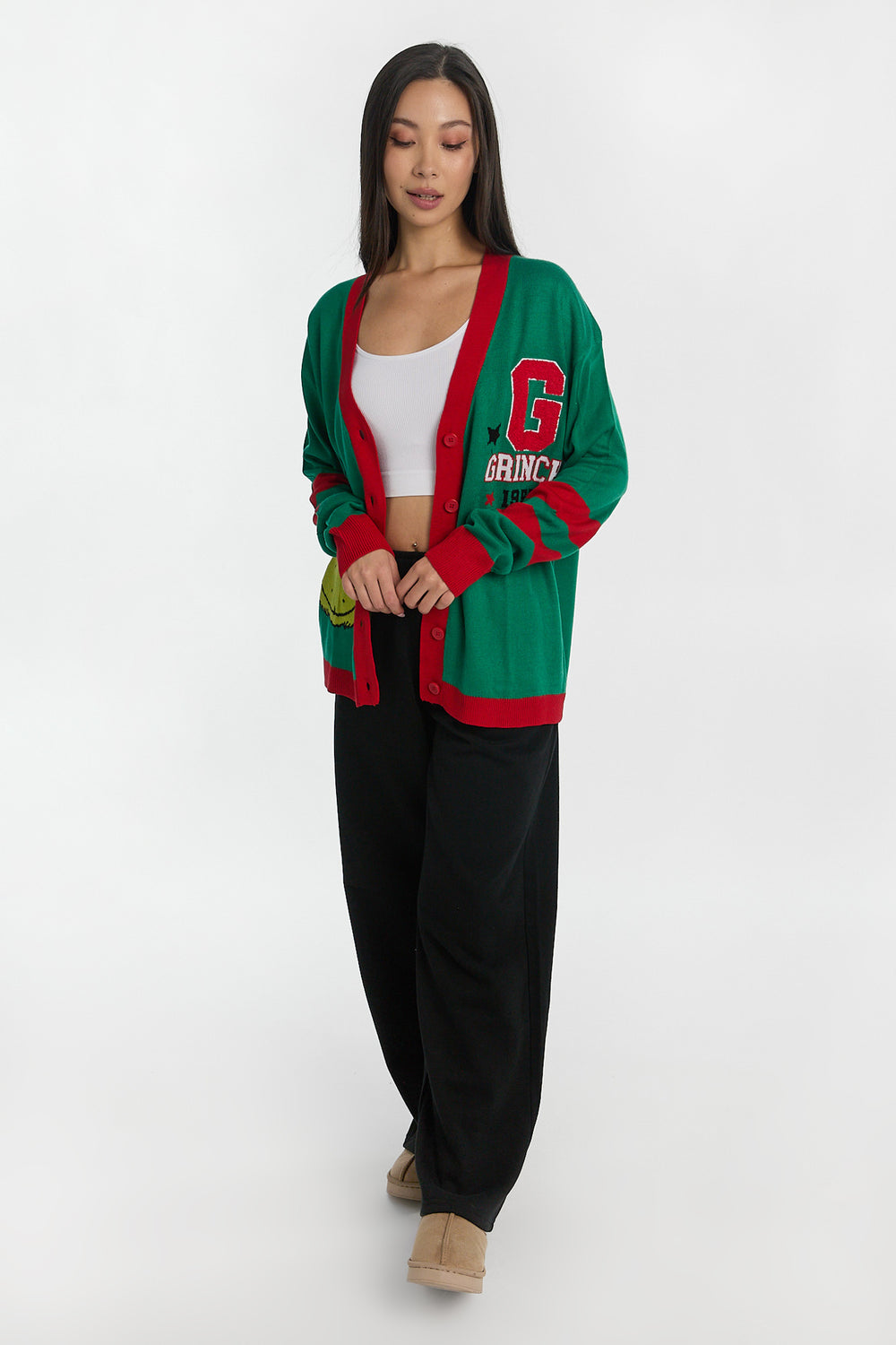The Grinch Button-Up Varsity Cardigan The Grinch Button-Up Varsity Cardigan