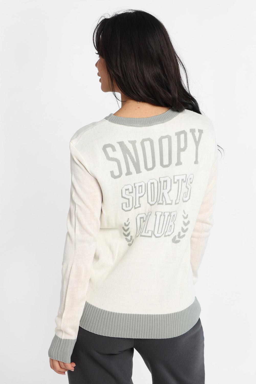 Peanuts Snoopy Football Graphic Crew Neck Sweater Peanuts Snoopy Football Graphic Crew Neck Sweater