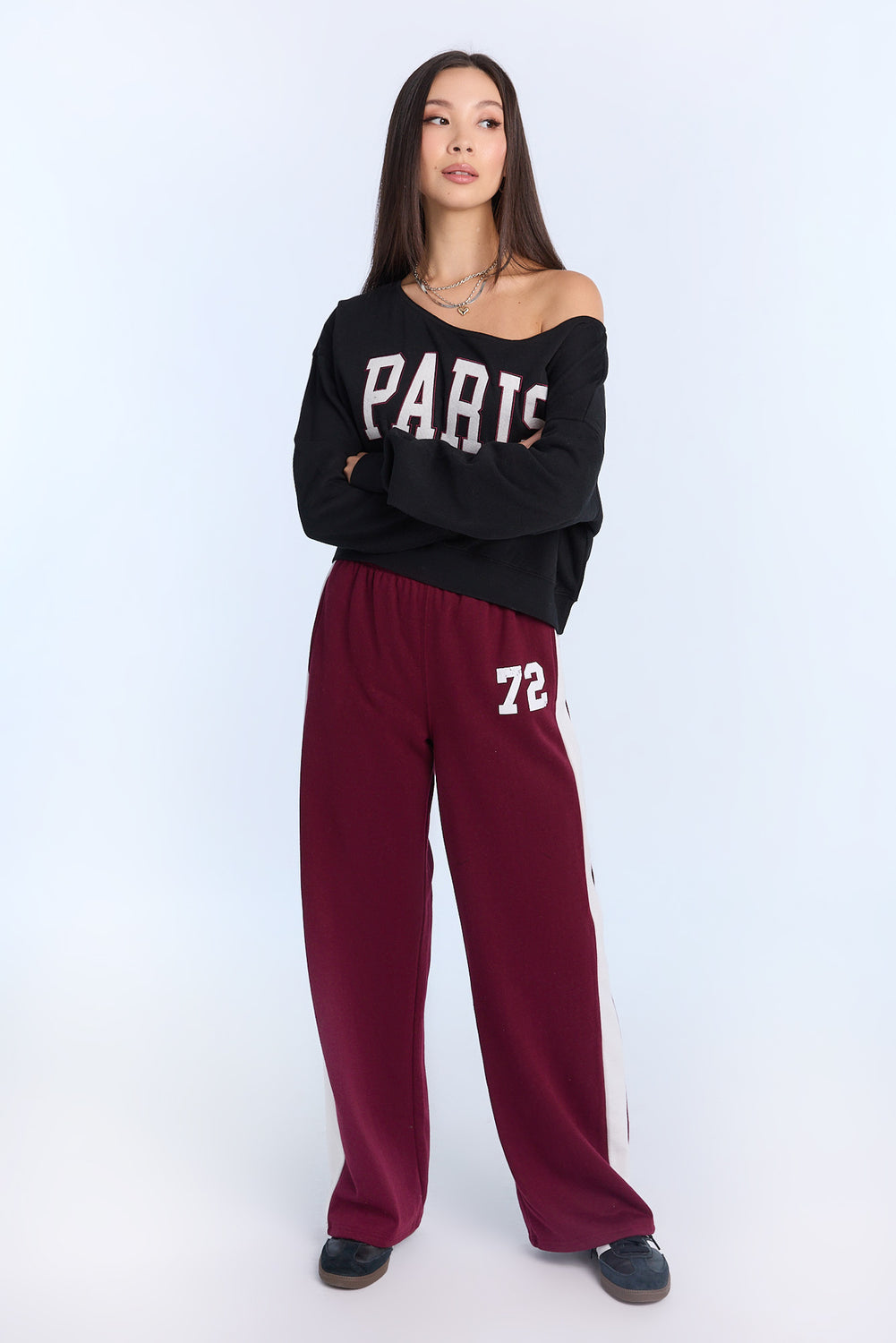 AERO Off-Shoulder Graphic Sweatshirt AERO Off-Shoulder Graphic Sweatshirt
