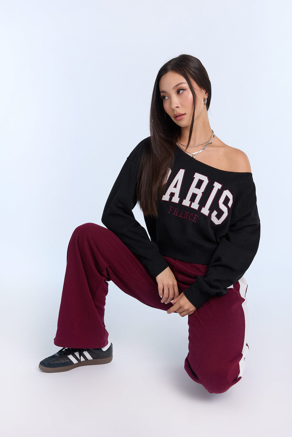 AERO Off-Shoulder Graphic Sweatshirt AERO Off-Shoulder Graphic Sweatshirt