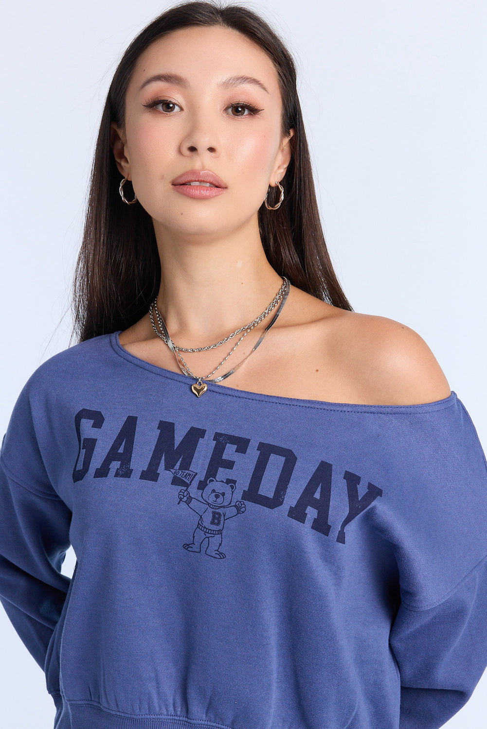 AERO Off-Shoulder Graphic Sweatshirt AERO Off-Shoulder Graphic Sweatshirt