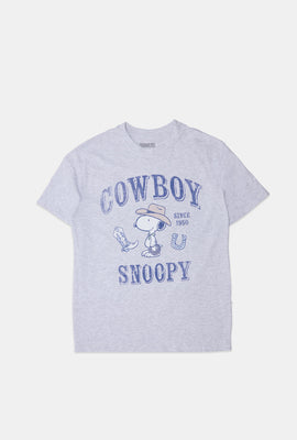 T-shirt coupe boyfriend imprimé Cowboy Snoopy