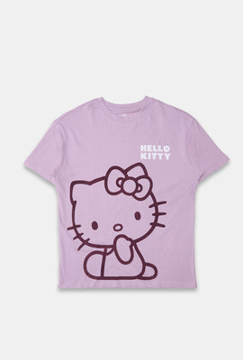 T-shirt coupe boyfriend imprimé Hello Kitty floqué