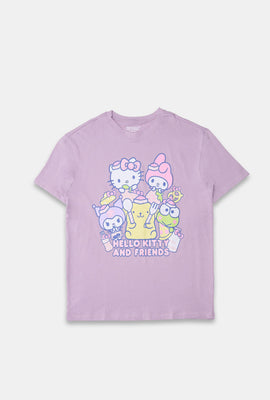 T-shirt coupe boyfriend imprimé Hello Kitty & Friends
