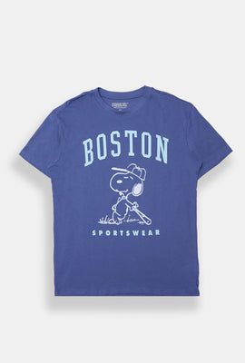 T-shirt coupe boyfriend imprimé Boston Snoopy