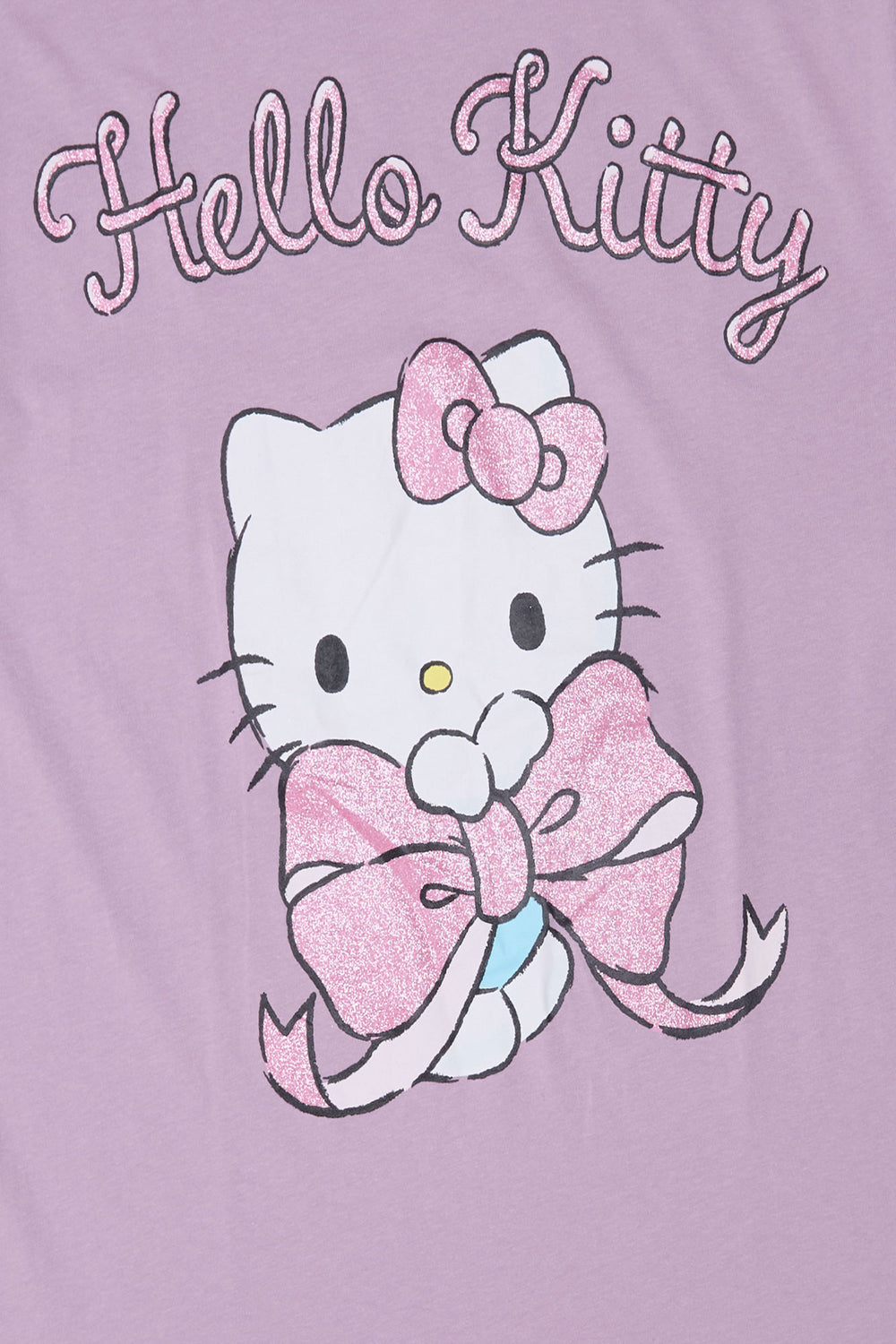 T-shirt coupe boyfriend imprimé noeud pailleté Hello Kitty T-shirt coupe boyfriend imprimé noeud pailleté Hello Kitty