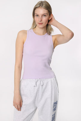 Womens High Neck Ribbed Tank Top