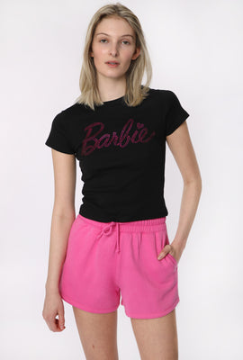 T-Shirt Court Barbie à Strass Femme