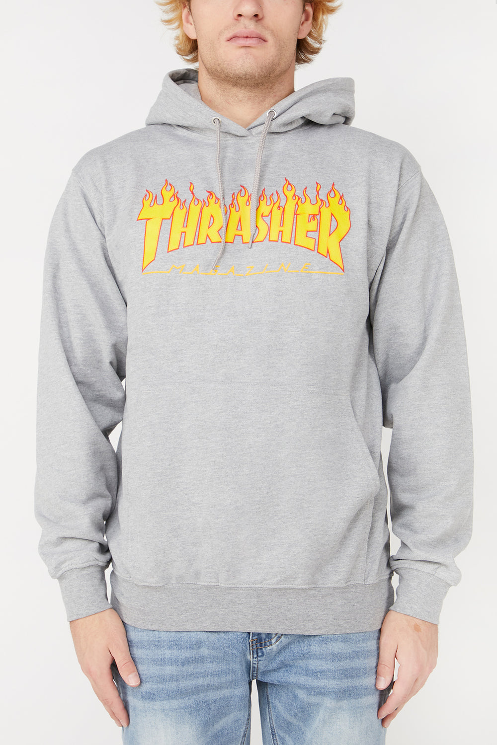 Thrasher Mens Flame Logo Grey Hoodie Heather Grey