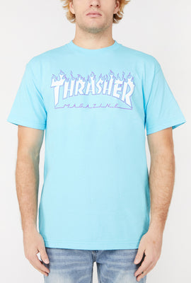 T-Shirt Bleu Logo Enflammé Thrasher