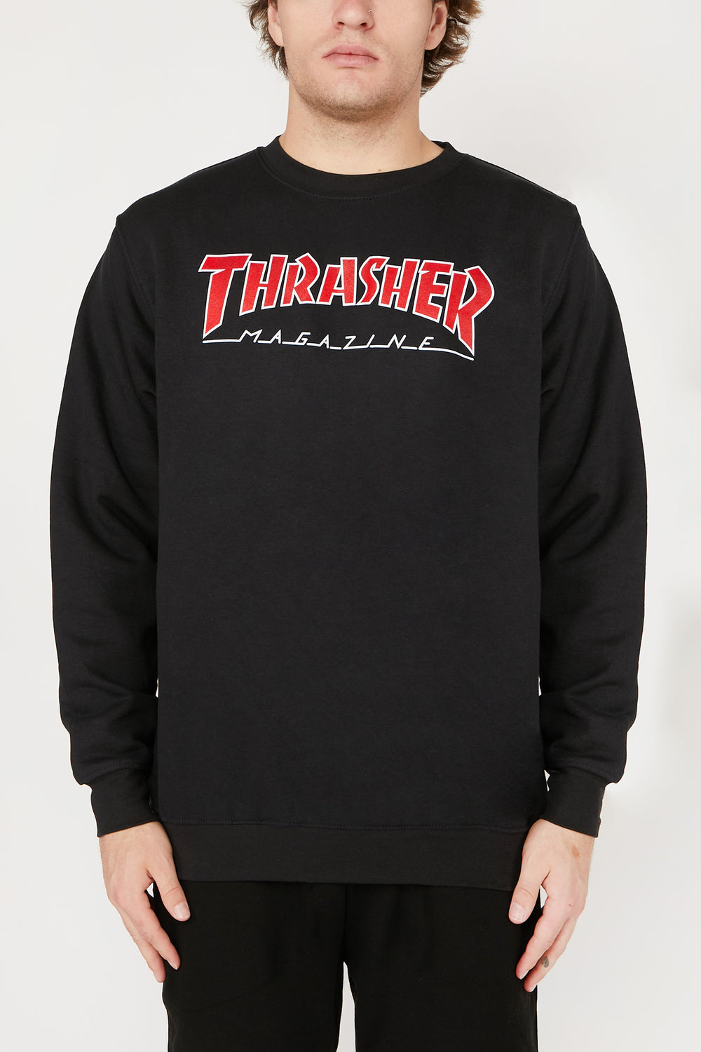 Sweatshirt Logo Outline Thrasher Skate Magazine Noir