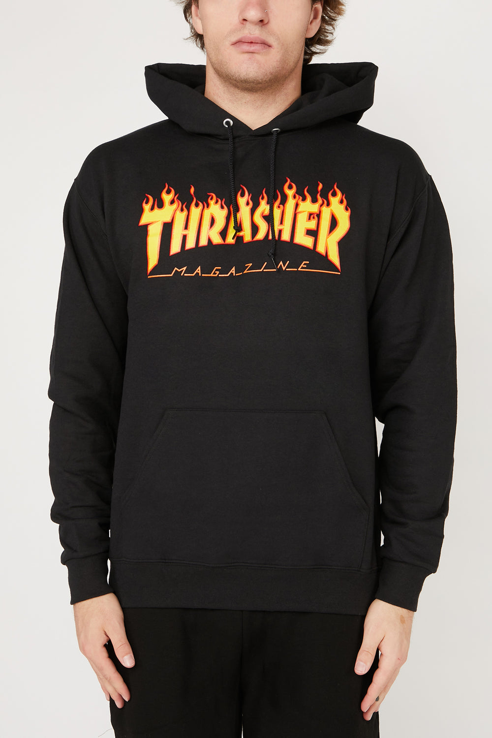 Haut à Capuchon Logo Flammes Thrasher Skate Magazine Noir