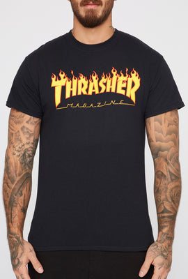 T-Shirt Noir Thrasher Enflammé Homme