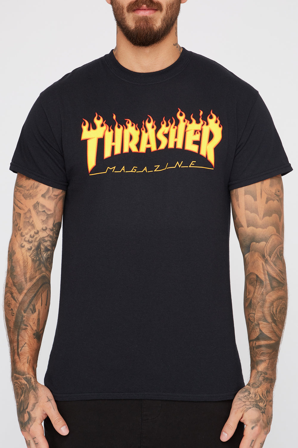 T-Shirt Noir Thrasher Enflammé Homme T-Shirt Noir Thrasher Enflammé Homme