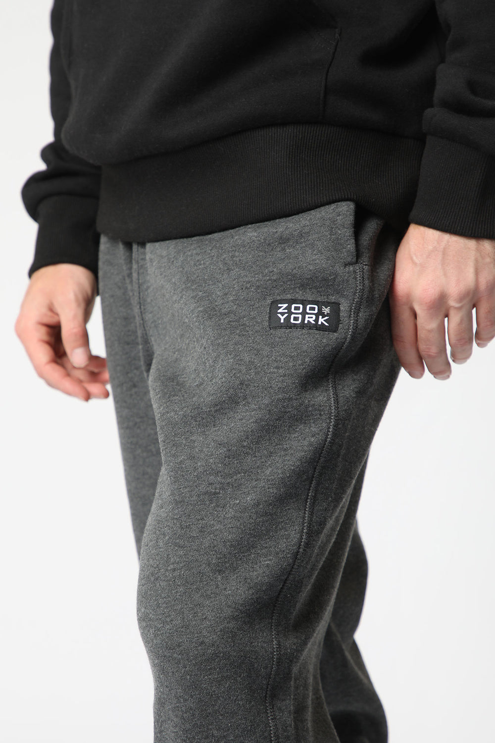 Zoo York Mens Woven Label Fleece Jogger Charcoal