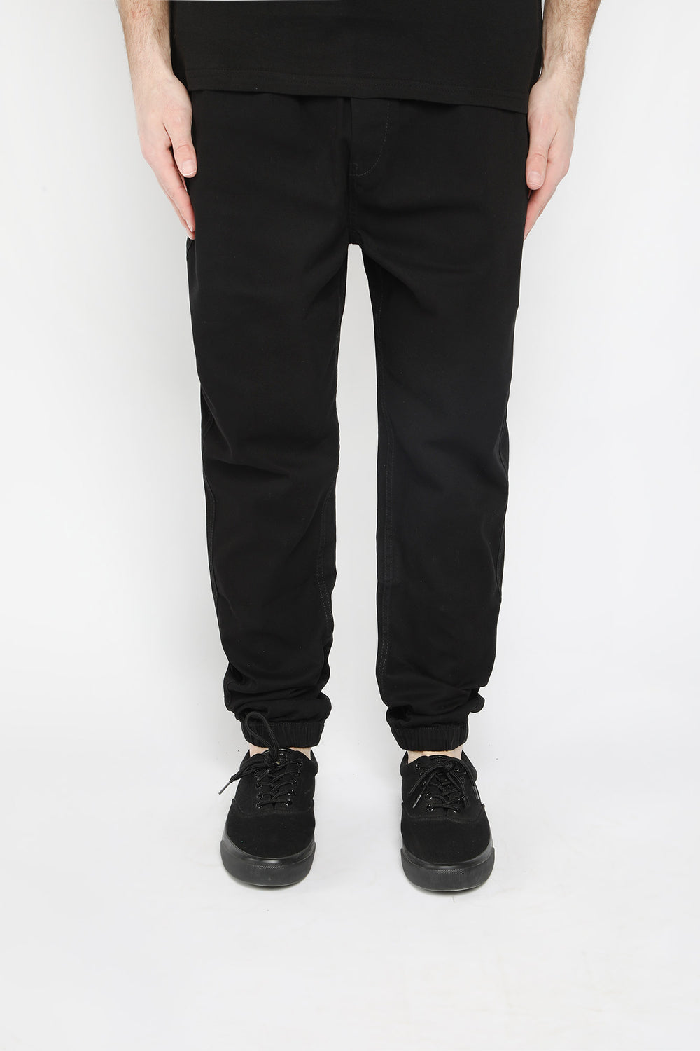 West49 Mens Slim Twill Jogger Black